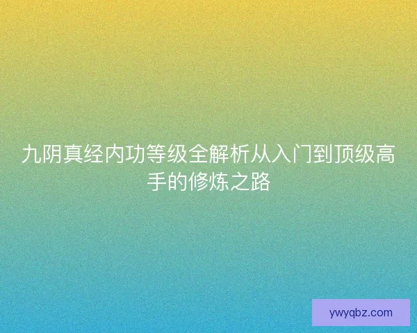 九阴真经内功等级全解析从入门到顶级高手的修炼之路
