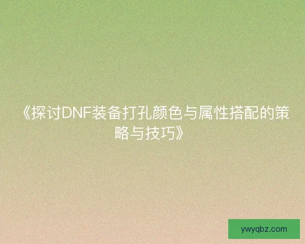 《探讨DNF装备打孔颜色与属性搭配的策略与技巧》