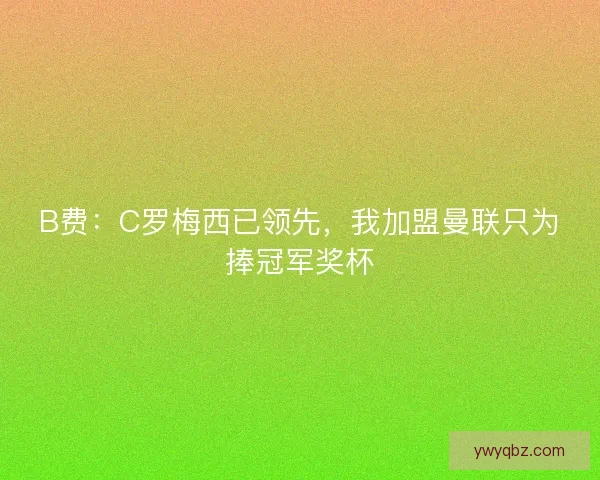 B费：C罗梅西已领先，我加盟曼联只为捧冠军奖杯